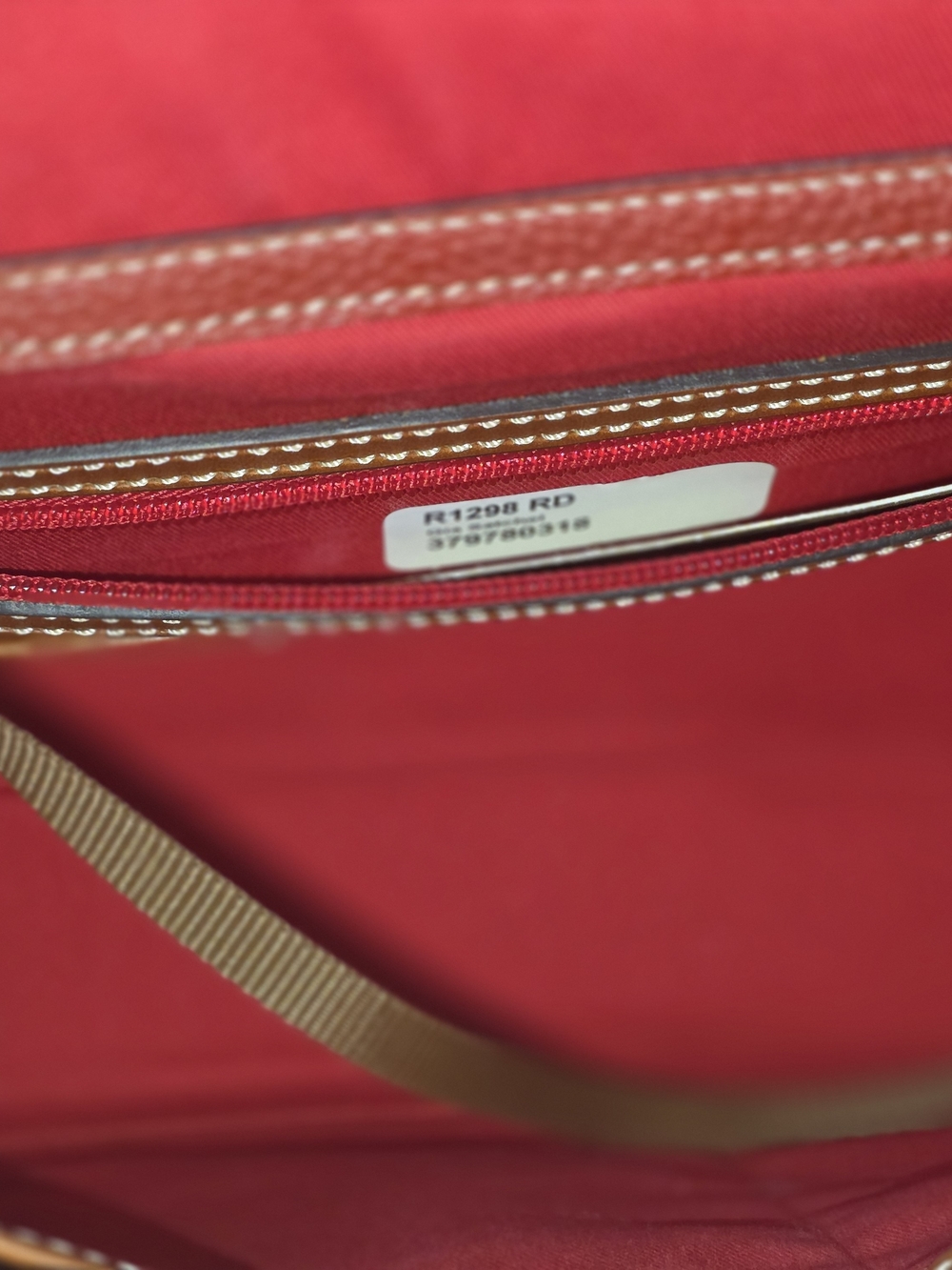 Dooney & Bourke Red Leather Tote with Tan Trim - Picture 4 of 4